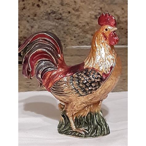 metal chicken-shaped box painted intricate|Metal Chicken .